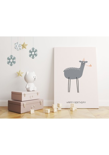 Happy Birthday Minimalist Kanvas Tablo - Bebek Odası Dekorasyon - Çocuk Odası Tablo