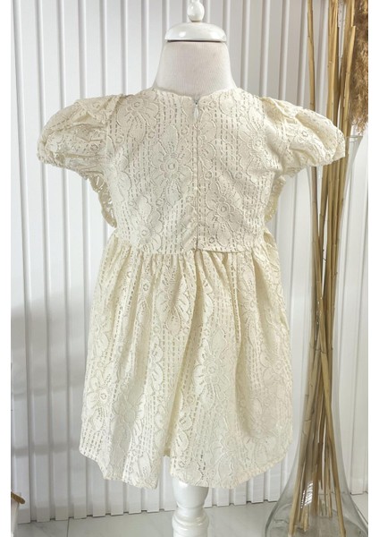 Kare Yaka Elbise Ekru MDVK126 fırsatları