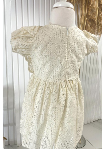 Kare Yaka Elbise Ekru MDVK126 indirimleri