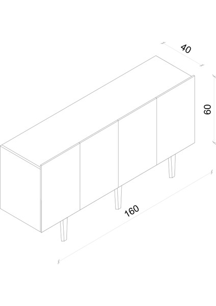 Capella Mdf 4 Kapaklı Raflı 160 Lık Konsol