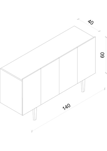 Capella  Mdf 4 Kapaklı Raflı 140 Lık Konsol