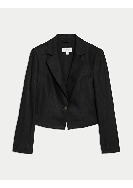 Marks & Spencer Tailored Fit Crop Keten Blazer Ceket