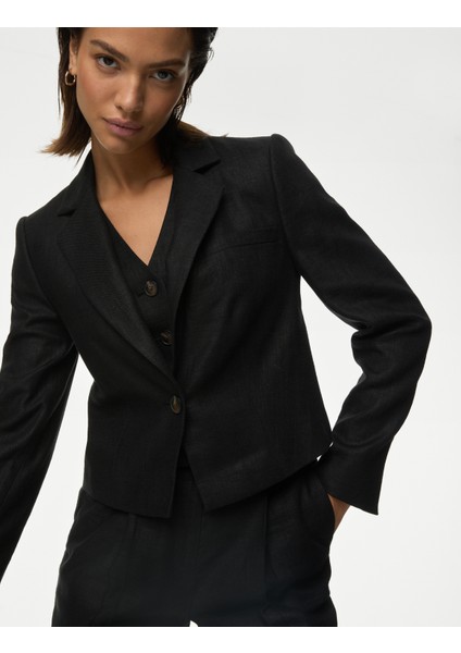 Tailored Fit Crop Keten Blazer Ceket fiyatları