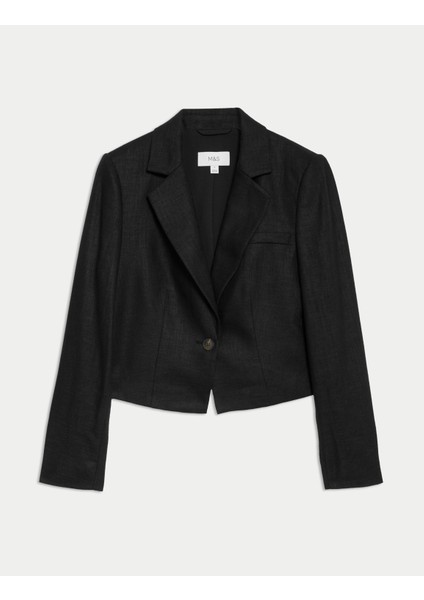 Tailored Fit Crop Keten Blazer Ceket indirimleri