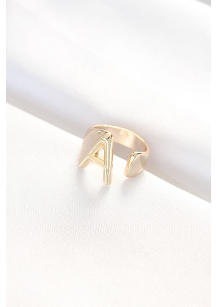 A Harfli Altın Renk Ayarlanabilir Yüzük fiyatları