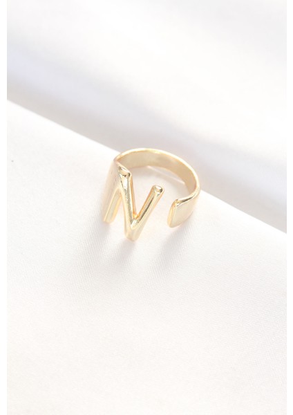 N Harfli Altın Renk Ayarlanabilir ÇELİK Yüzük fiyatları