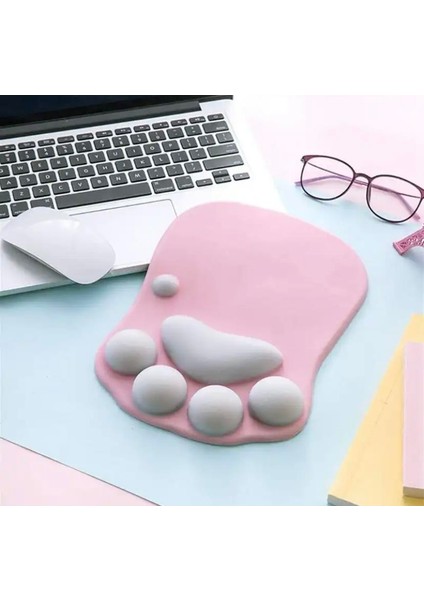 Pembe Kedi Patisi Bilek Destekli Mouse Pad