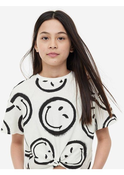 Kız Çocuk Gülen Yüz Tişört Tayt Takım