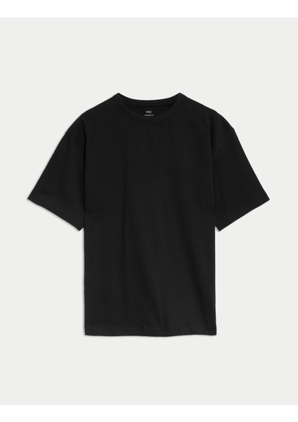 Marks & Spencer Saf Pamuklu Kısa Kollu Oversize T-Shirt