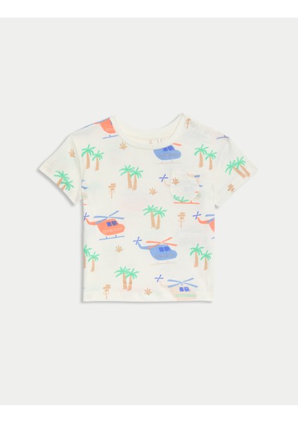Saf Pamuklu 2'li Desenli T-Shirt