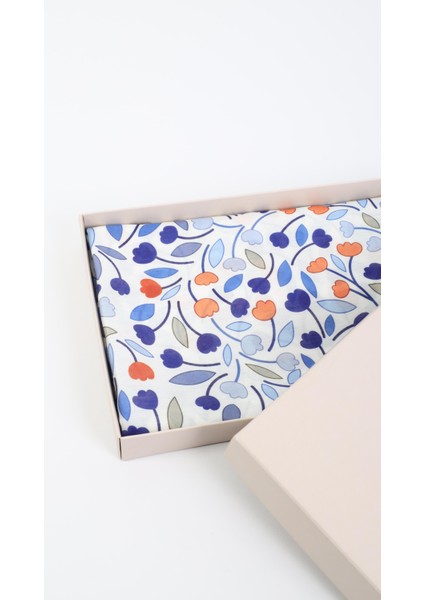 Çiçek Desenli Mavi Soft Eşarp 95X95 modelleri