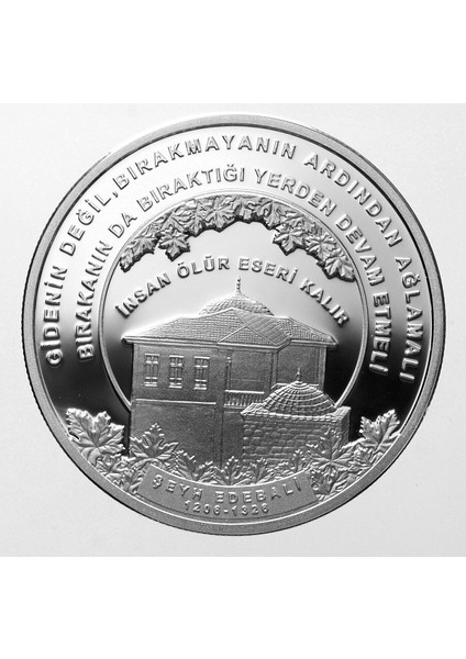 Şeyh Edebali 2018 Gümüş 0.925 Diameter 38.61 Mm. 31.1 Gr. Sertifikalı Nadır!