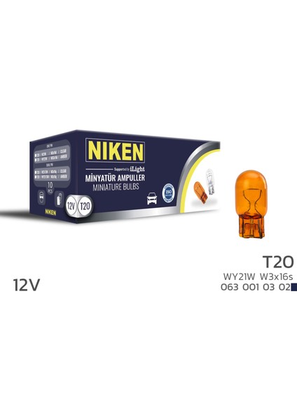 Nıken 12V T20 Ampul (WY21W) Amber W3X16S 10LU