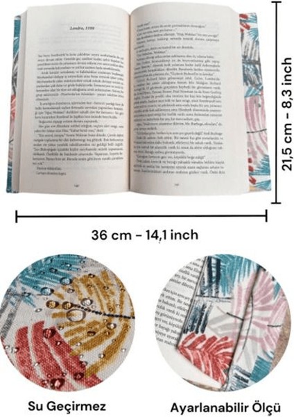 Yaprak Desenli Ayarlanabilir Kitap Kılıfı