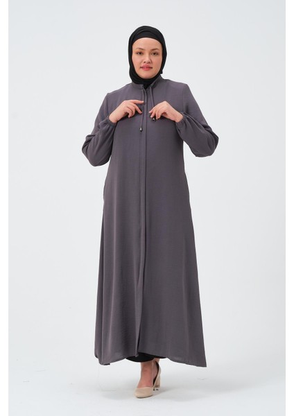 Gülgün Kadın Ayrobin Kumaş Tam Boy Fermuarlı Cepli Ferace