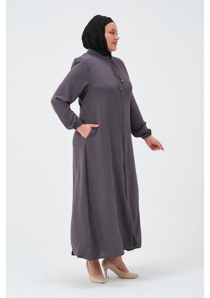 Gülgün Kadın Ayrobin Kumaş Tam Boy Fermuarlı Cepli Ferace fiyatları