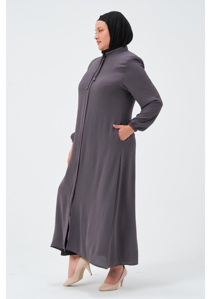 Gülgün Kadın Ayrobin Kumaş Tam Boy Fermuarlı Cepli Ferace modelleri