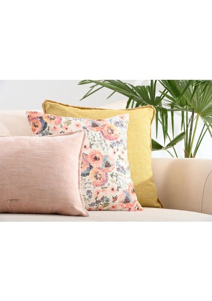 Somon Çiçek Baskılı 45 x 45 cm Kare Kırlent Kılıfı fiyatları