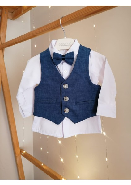 Concept Kids Papyonlu Yelekli Lacivert 4'lü Erkek Bebek Takım Özel Gün Kıyafeti Düğün Bebek Hediyesi fiyatları