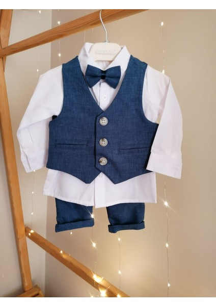 Concept Kids Papyonlu Yelekli Lacivert 4'lü Erkek Bebek Takım Özel Gün Kıyafeti Düğün Bebek Hediyesi indirimleri
