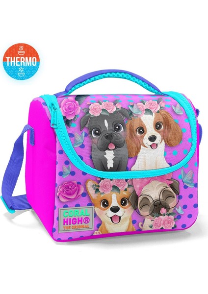 Pembe Köpek Desenli 3’lü Okul Çanta Seti