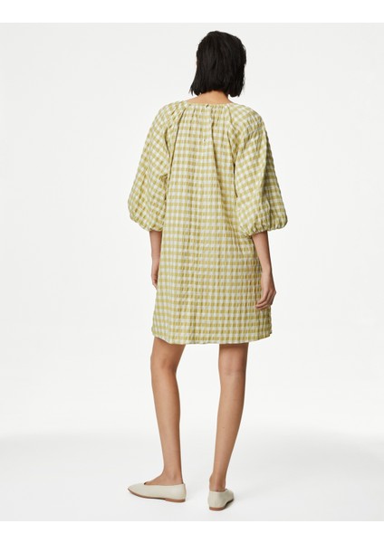 Ekose Desenli Mini Elbise modelleri