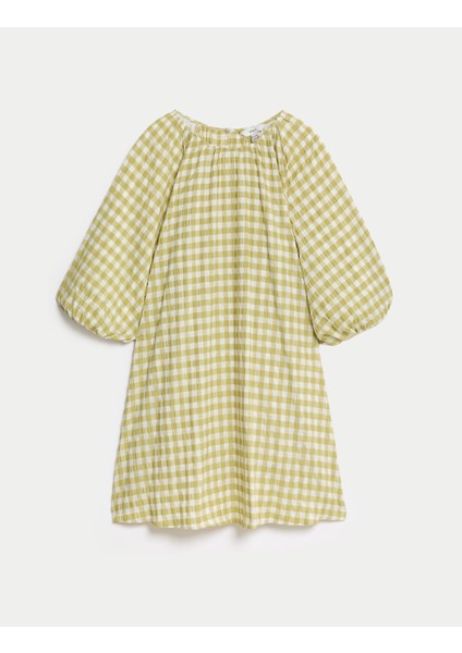 Ekose Desenli Mini Elbise indirimleri