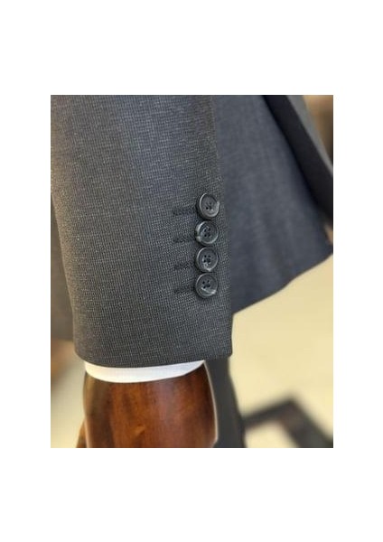 Italyan Stil Slim Fit 8 Drop Ceket Yelek Pantolon Takım Elbise Antrasit T9976 fırsatları