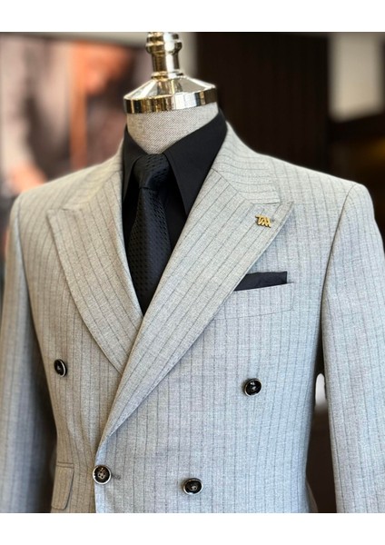 Italyan Stil Kruvaze Ceket Pantolon Takım Elbise Gril T12259 modelleri