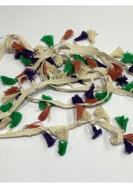 Pamuklu Ebruli Püskül Şerit / Otantik Ebruli Püskül Şerit / 3 cm / 2 Metre
