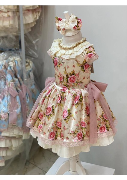 Kız Çocuk Çiçek Desenli Avangard Saray Elbisesi fiyatları