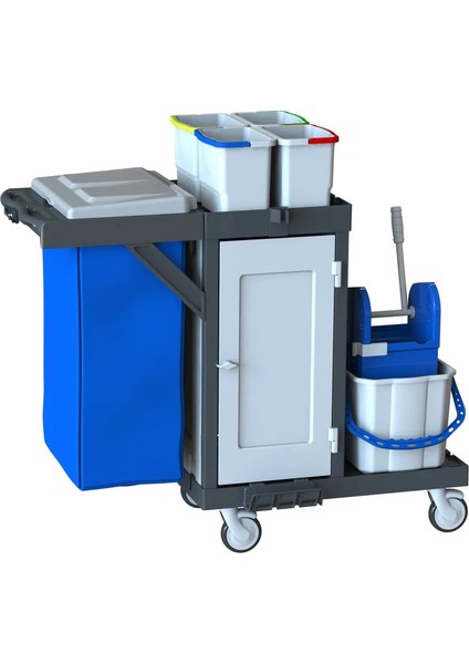 Plastik Kat Arabası Çift Kovalı Çöp Toplamalı Dört Kovalı Brandalı
