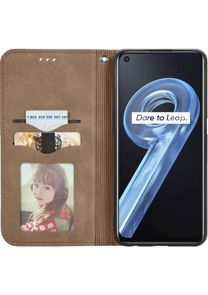 Realme 9i Cüzdan Kordon Basit Iş Fermuar Deri Kılıf (Yurt Dışından) indirimleri
