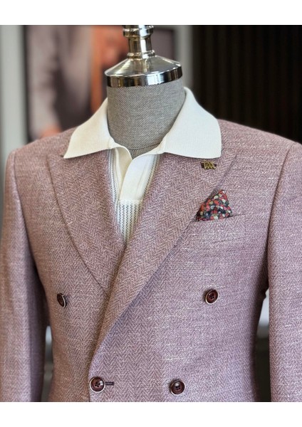 Italyan Stil Slim Fit Kruvaze Erkek Ceket Bordo T12217 fırsatları