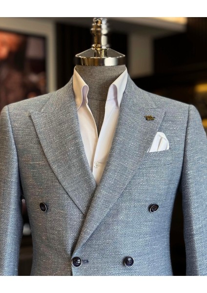 Italyan Stil Slim Fit Kruvaze Erkek Ceket Lacivert T12216 fiyatları
