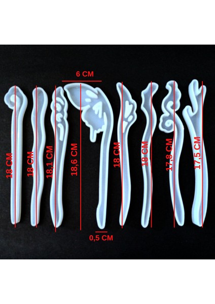 Epoksi Reçine Silikon Kalıp Ithal 8 Adet Topuz Toka Kalıbı Set Yüksek Kalite HB100215 - 0001