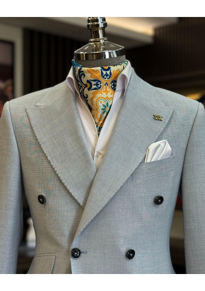 Italyan Stil Slim Fit Kruvaze Erkek Ceket Mavi T12237 fiyatları