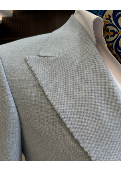 Italyan Stil Slim Fit Kruvaze Erkek Ceket Mavi T12237 modelleri