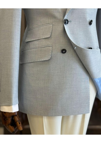 Italyan Stil Slim Fit Kruvaze Erkek Ceket Mavi T12237 indirimleri
