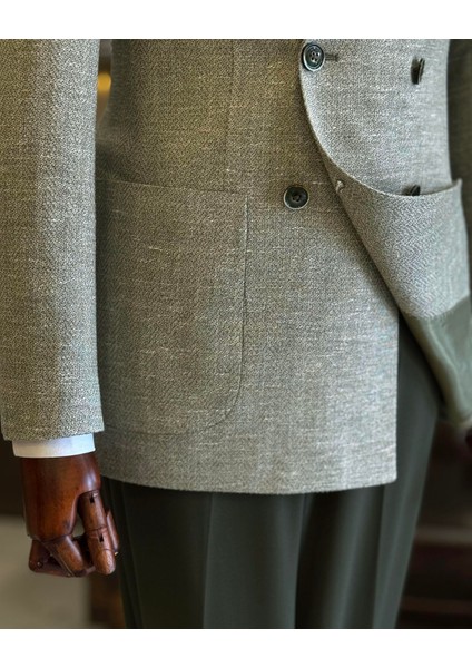 Italyan Stil Slim Fit Kruvaze Erkek Ceket Yeşil T12218 indirimleri