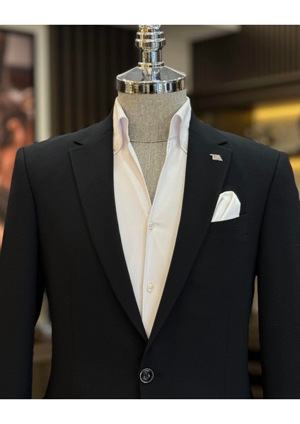 İtalyan stil slim fit torba cep erkek ceket siyah T12223 fiyatları