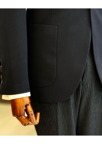 İtalyan stil slim fit torba cep erkek ceket siyah T12223 modelleri
