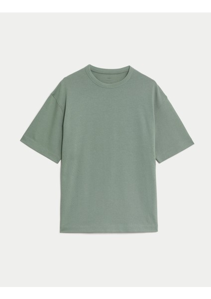 Marks & Spencer Saf Pamuklu Kısa Kollu Oversize T-Shirt