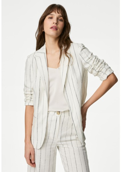 Marks & Spencer Relaxed Fit Keten Blazer Ceket