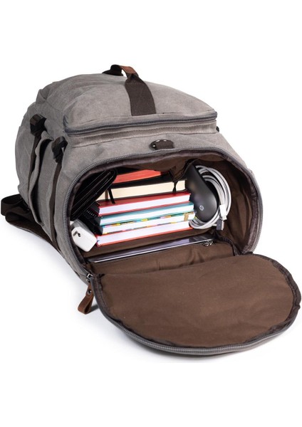 Sırt Çantası ve Valiz Çantası Iki Işlev, Bir Kanvas Kumaş Çanta Gri indirimleri