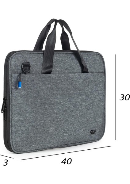 Necati Çanta Macbook Organizer Laptop Evrak Çantası 15.6 & 16 Inç Gri