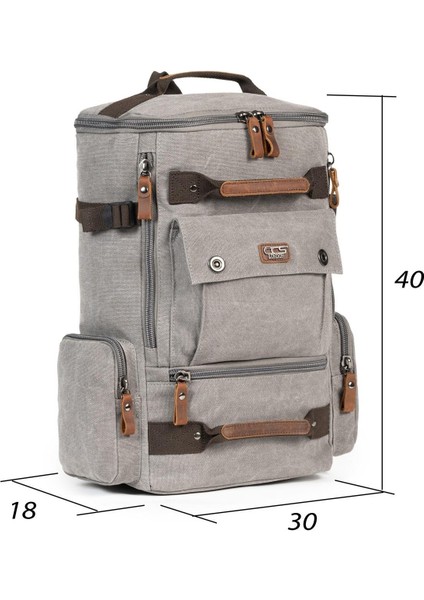 Kampçıların Vazgeçilmezi Çok Gözlü, Laptop Bölmeli Kanvas Kumaş Kamp Çantası Gri modelleri