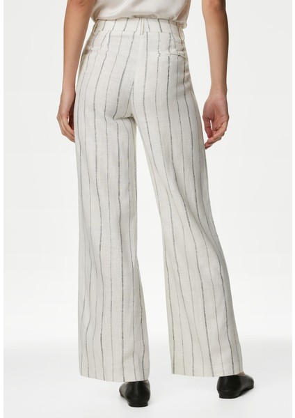 Yüksek Bel Wide Leg Keten Pantolon indirimleri