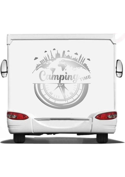 Pusula Karavan Kamp Offroad Camping Time Pusula Karavan Araba Oto Sticker Q55