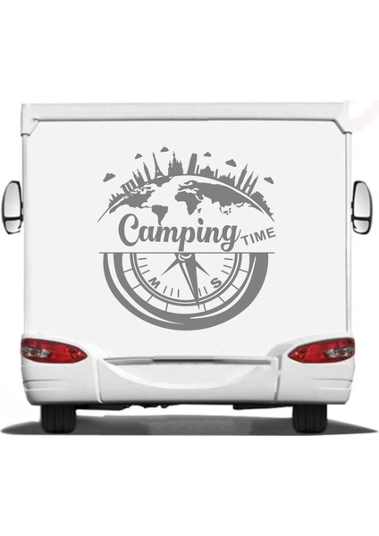 Pusula Karavan Kamp Offroad Camping Time Pusula Karavan Araba Oto Sticker Q55